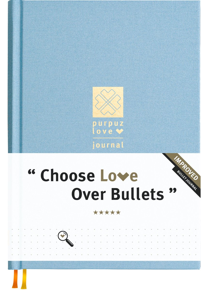 Purpuz Bullet Journal - Notitieboek A5 - Notebook - Luxe Hardcover - 140gms - Love Journal - Baby Blue - in 11 Extra Kleuren