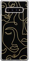 Casimoda® hoesje - Geschikt voor Samsung S10 - Abstract Faces - Backcover - Siliconen/TPU - Zwart