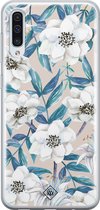 Casimoda® hoesje - Geschikt voor Samsung A70 - Bloemen / Floral blauw - Backcover - Siliconen/TPU - Blauw
