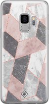 Casimoda® hoesje - Geschikt voor Samsung S9 - Stone grid marmer / Abstract marble - Backcover - Siliconen/TPU - Roze