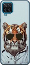 Casimoda® hoesje - Geschikt voor Samsung A12 - Tijger Wild - Backcover - Siliconen/TPU - Blauw