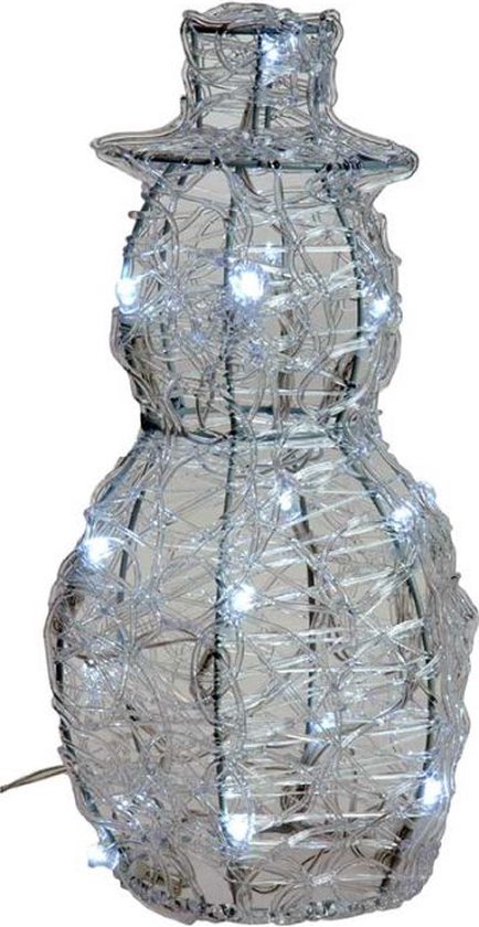 Oneiro’s luxe Acryl sneeuwman 25cm met 16 LED's - kerst - kerstboom - feestdagen - winter - verlichting - binnen - buiten - sfeer