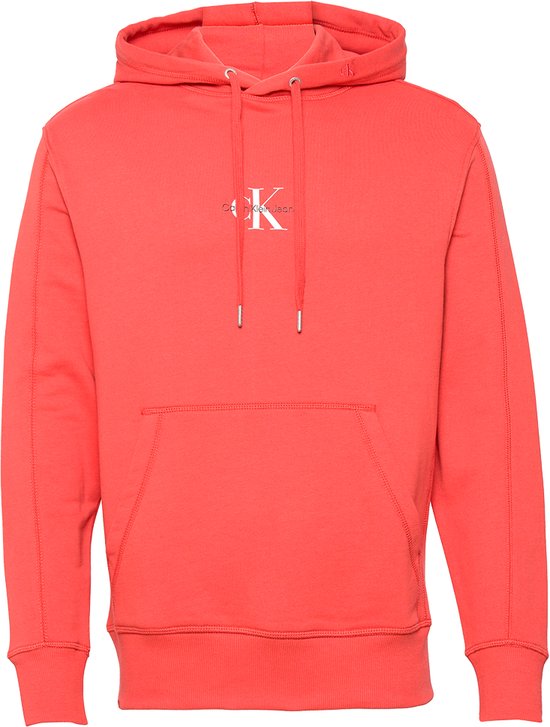 Calvin Klein - Sweat à capuche avec logo Monogram - Rouge rhubarbe
