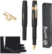 Kaweco - CLASSIC SPORT ZWART Fountain Pen - Fine - Oktogonal Clip Vergoldet - Doosje Vullingen