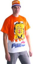 Oranje t-shirt Leeuw dubbel print - WK2022 voetbal - maat 176/S