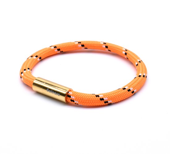 Armband dames touw -  heren armbanden scheepstouw Galeara Riu met magnetische sluiting - Oranje Goud 18.5cm