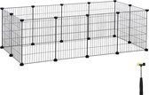 SONGMICS Customisable Pet Playpen Crate Enclosure for Small Animals Guinea Pigs, Includes Rubber Mallet for Indoor Use 143 x 73 x 36 cm (W x D x H) Black