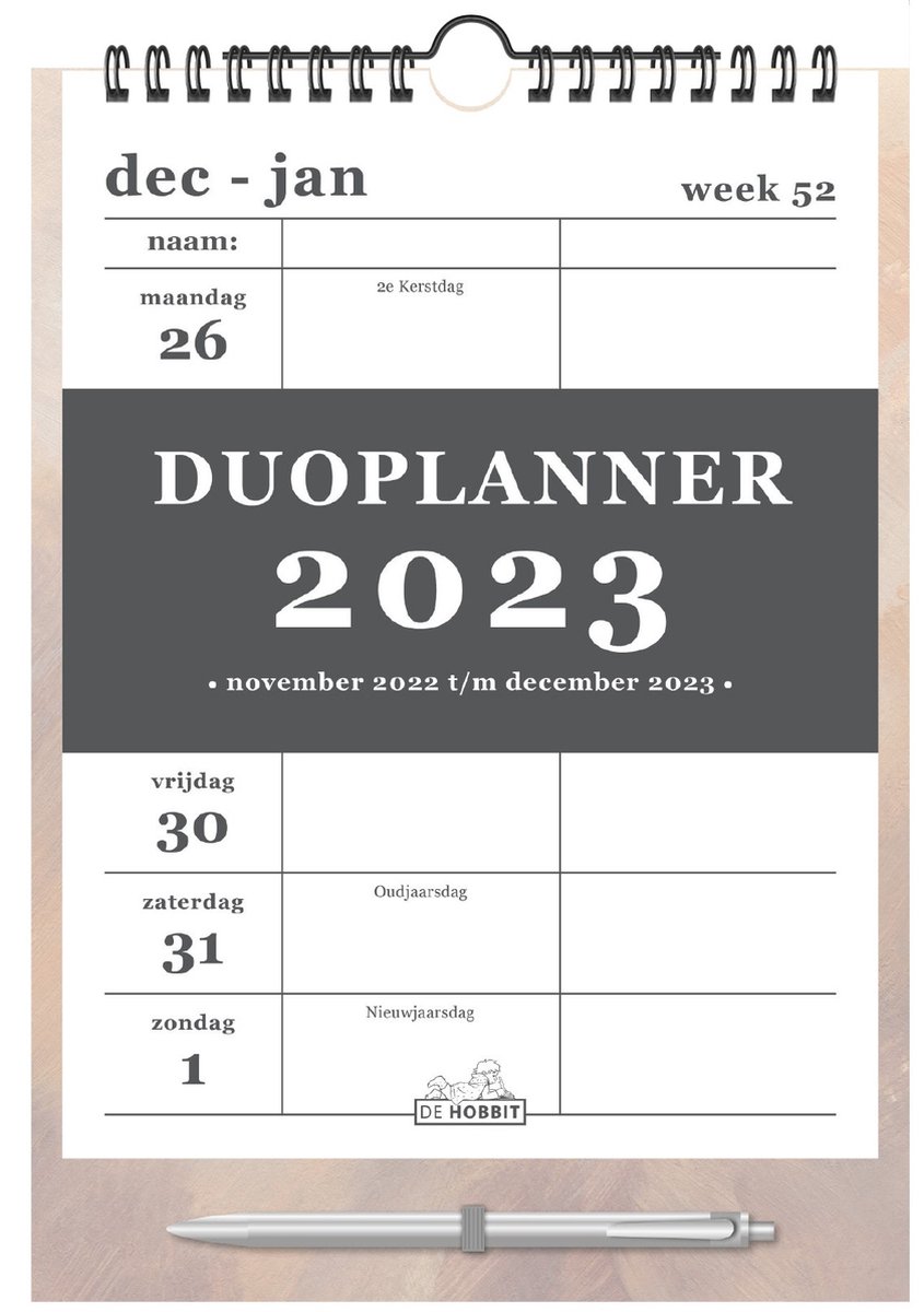 Hobbit - Duoplanner - Pastel - 2023 - Spiraalgebonden - Week per pagina -30x21cm A4
