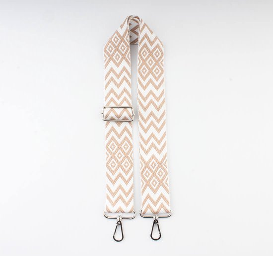 Viki bag strap Tassenhengsel Zilver Polyester Streep 5cm Zand