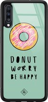 Casimoda® hoesje - Geschikt voor Samsung Galaxy A50 - Donut Worry - Luxe Hard Case Zwart - Backcover telefoonhoesje - Mint