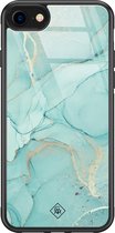Casimoda® hoesje - Geschikt voor iPhone SE (2020) - Marmer mint groen - Luxe Hard Case Zwart - Backcover telefoonhoesje - Mint