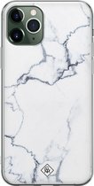 Casimoda® hoesje - Geschikt voor iPhone 11 Pro Max - Marmer Grijs - Siliconen/TPU telefoonhoesje - Backcover - Marmer - Grijs