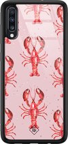 Casimoda® hoesje - Geschikt voor Samsung Galaxy A50 - Lobster All The Way - Luxe Hard Case Zwart - Backcover telefoonhoesje - Roze