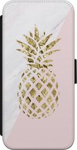 Casimoda® bookcase - Geschikt voor iPhone 8 - Hoesje met pasjeshouder - Ananas - Grijs - Kunstleer