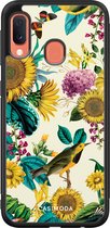 Casimoda® hoesje - Geschikt voor Samsung Galaxy A20e - Zonnebloemen / Bloemen - Zwart TPU Backcover - Bloemen - Geel