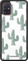 Casimoda® hoesje - Geschikt voor Samsung Galaxy A51 - Cactus Print - Zwart TPU Backcover - Planten - Groen