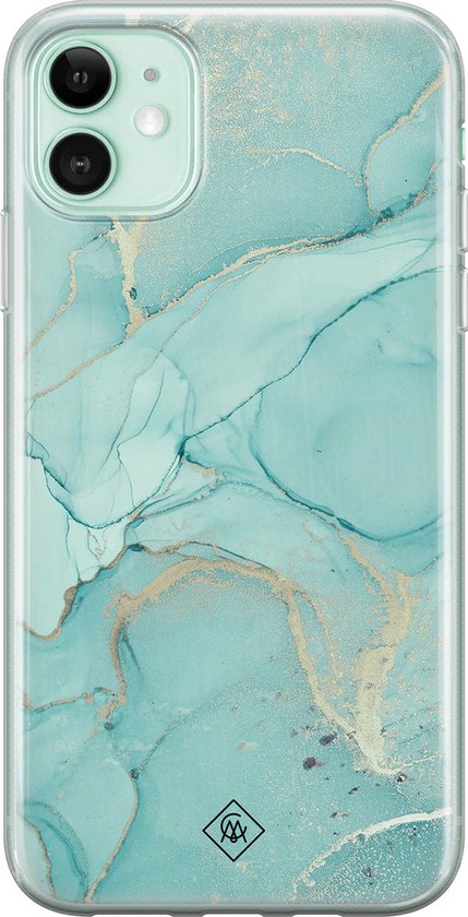 Casimoda® hoesje - Geschikt voor iPhone 11 - Marmer mint groen - Siliconen/TPU - Mint