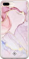 Casimoda® hoesje - Geschikt voor iPhone 8 Plus - Marmer roze paars - Siliconen/TPU telefoonhoesje - Backcover - Marmer - Paars