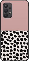 Casimoda® hoesje - Geschikt voor Samsung Galaxy A32 4G - Stippen roze - Zwart TPU Backcover - Gestipt - Roze