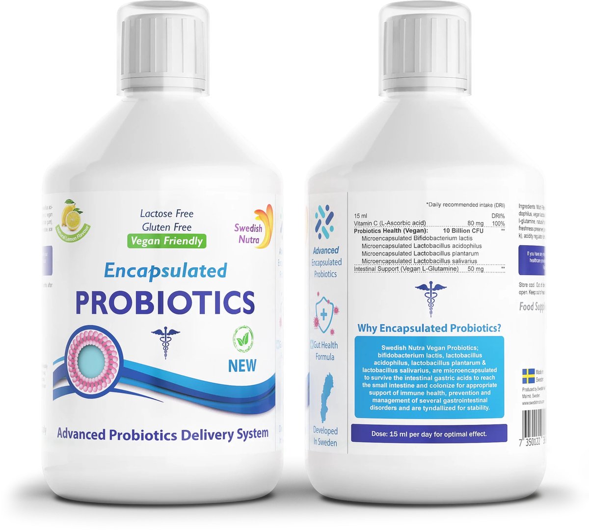 Goedkoopste Swedish Nutra Vloeibaar Probiotica supplement - Darmflora ondersteuning - Darmgezondheid - Lactose - intolerantie ondersteuning-Opgeblazen gevoel verminderen-Gewichtsbeheersing-Vegan-Glutenvrij-Detox en darmreiniging- 500 ml