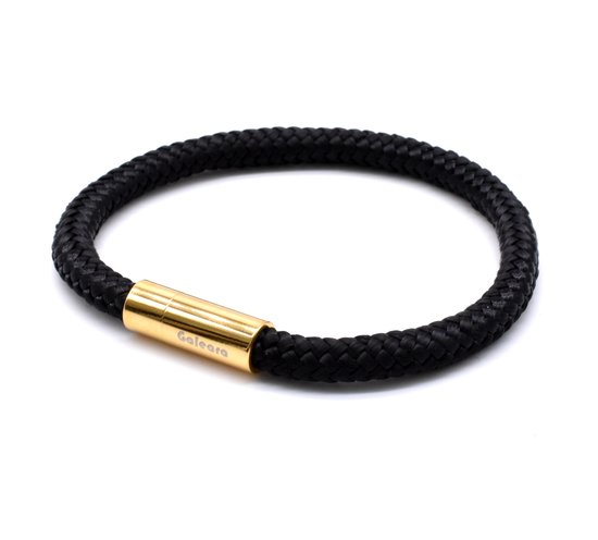 Armband dames touw -  heren armbanden scheepstouw Galeara Riu met magnetische sluiting - Premio Zwart Goud 18.5cm