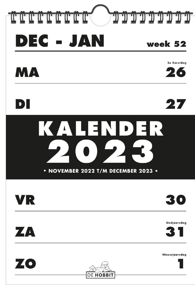 Veilig Licht Malaise Hobbit - Spiraalkalender - Zwart - 2023 - Spiraalgebonden - Week per pagina  - A4... | bol.com