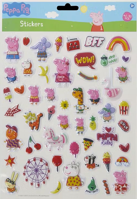 Peppa Pig Stickervel - Hasbro - 3D Stickers - Knutselen - Roze - 3+ jaar - Peppa Big - Jongens - Meisjes - Kinderfilm - Vakantie - Kinderpartijtje - Feestje - Cadeautje