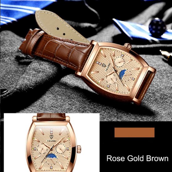 FORSINING Vintage Horloges voor Heren Gegraveerd Automatisch Zelfopwindend Mechanisch Groot Dial Lichtgevende Maanfase Gouden Holle Tattoo Patroon Polshorloges Mechanisch, Zwart, Modern