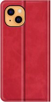 Casecentive - Magnetische Leren Wallet case geschikt voor iPhone 14 Plus - rood