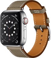 By Qubix Lederen bandje - Grijs - Geschikt voor Apple Watch 38mm - 40mm - 41mm - Compatible Apple watch bandje - smartwatch bandje leder leren iWatch