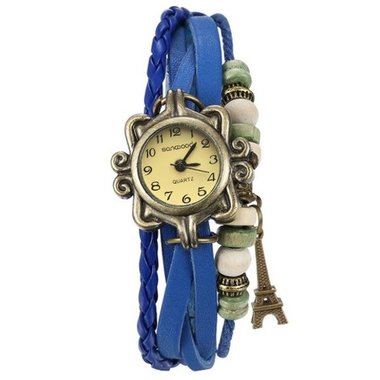Fako® - Armband Horloge - Eiffeltoren - Blauw