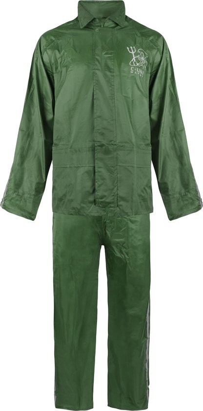 Combinaison de pluie C- Line avec capuche - Vert - Réfléchissant - Nouveau modèle - Taille Kinder 122/128