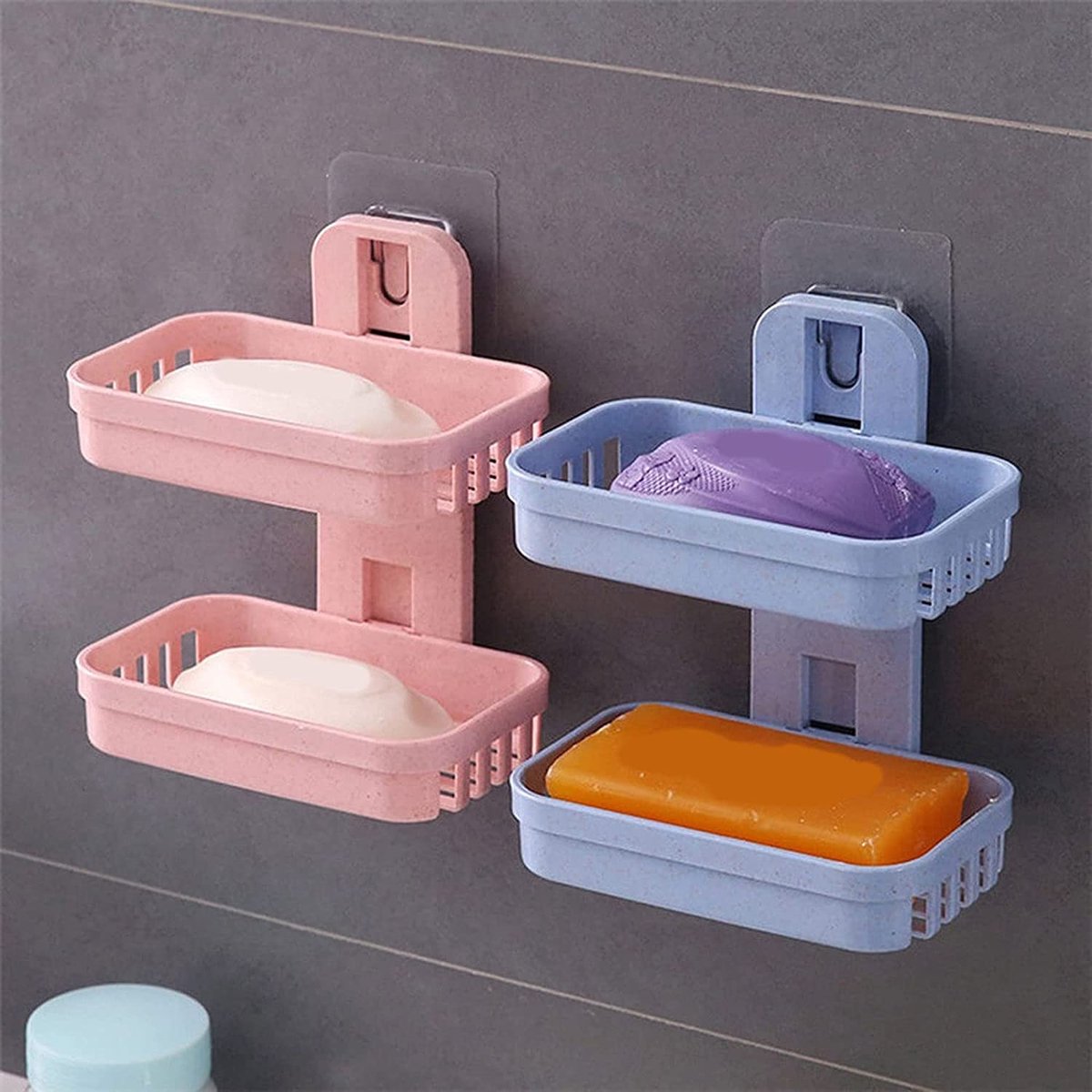 Borvat® |Soap dish with a 2-tier shelf with a suction cup,