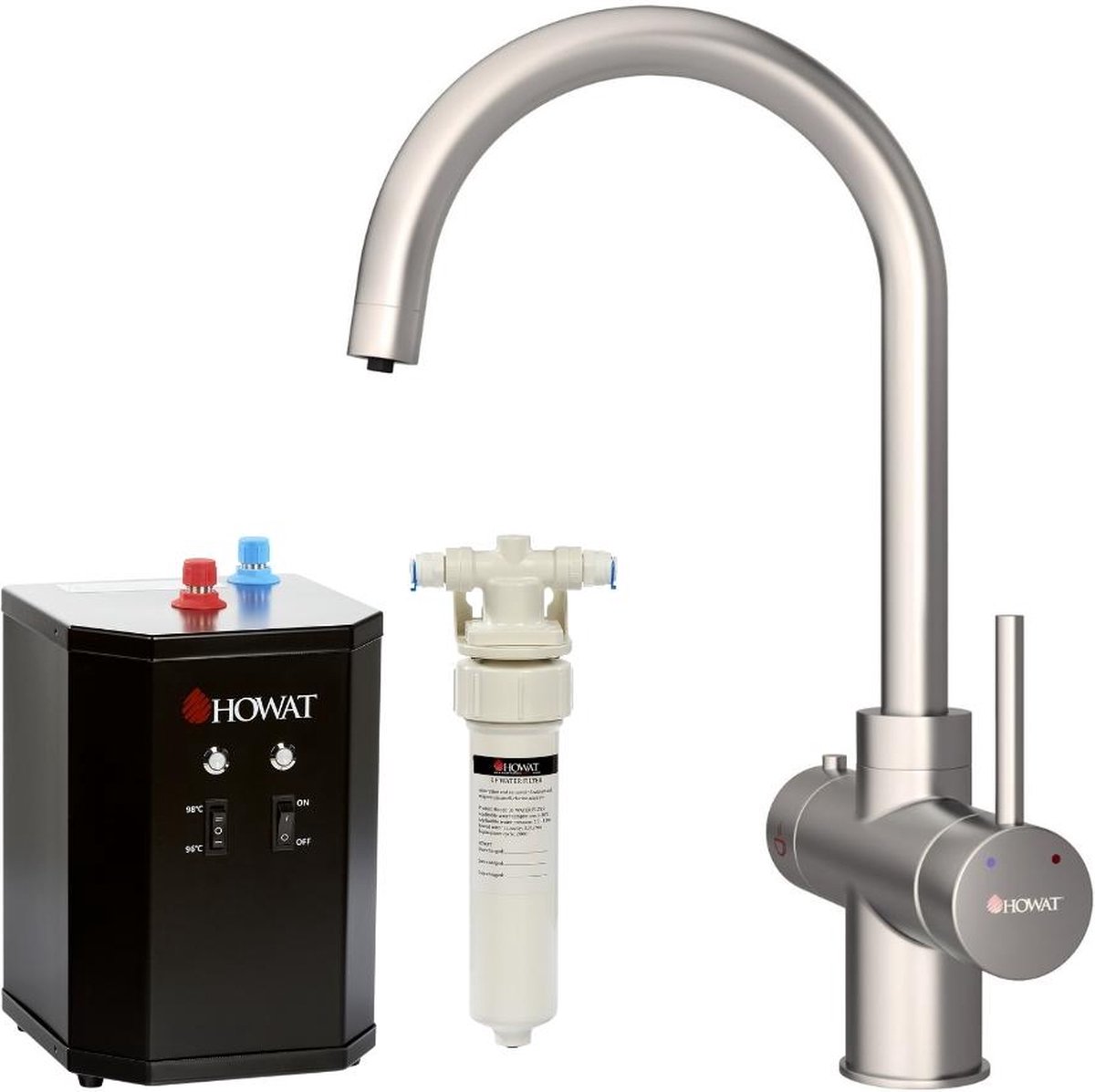 HOWAT 3 in 1 kokend water kraan incl. boiler RVS - Rond