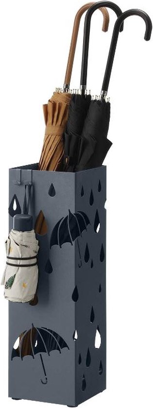 MAZAZU Porte-parapluie avec bac de récupération d'eau - Porte-parapluie - Métal - Zwart - 16 x 16 x 49