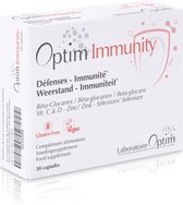 Optim Immunité 30 gélules - Résistance naturelle - Vitamine C & vitamine D naturelles - Zinc sélénium, bêta-glucanes - complément alimentaire - VEGAN