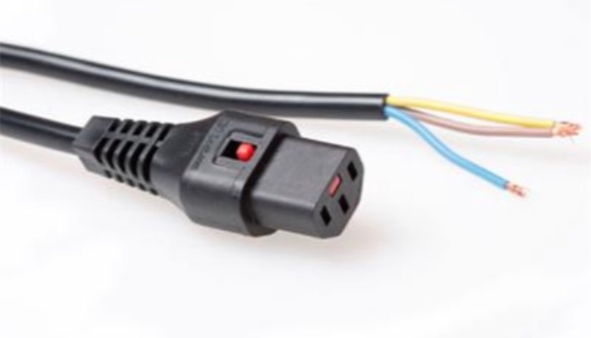 ACT Netsnoer C13 IEC Lock - open einde zwart 3 m, PC979 AK5082
