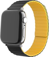 Strap-it Magnetisch sportbandje - Geschikt voor Apple Watch bandje - Series 1/2/3/4/5/6/7/8/9/SE - Zwart/Geel - Siliconen bandje sport met magneet - iWatch bandje maat: 38 mm 40 mm 41 mm