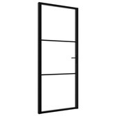 vidaXL - Binnendeur - 93x201,5 - cm - ESG-glas - en - aluminium - zwart