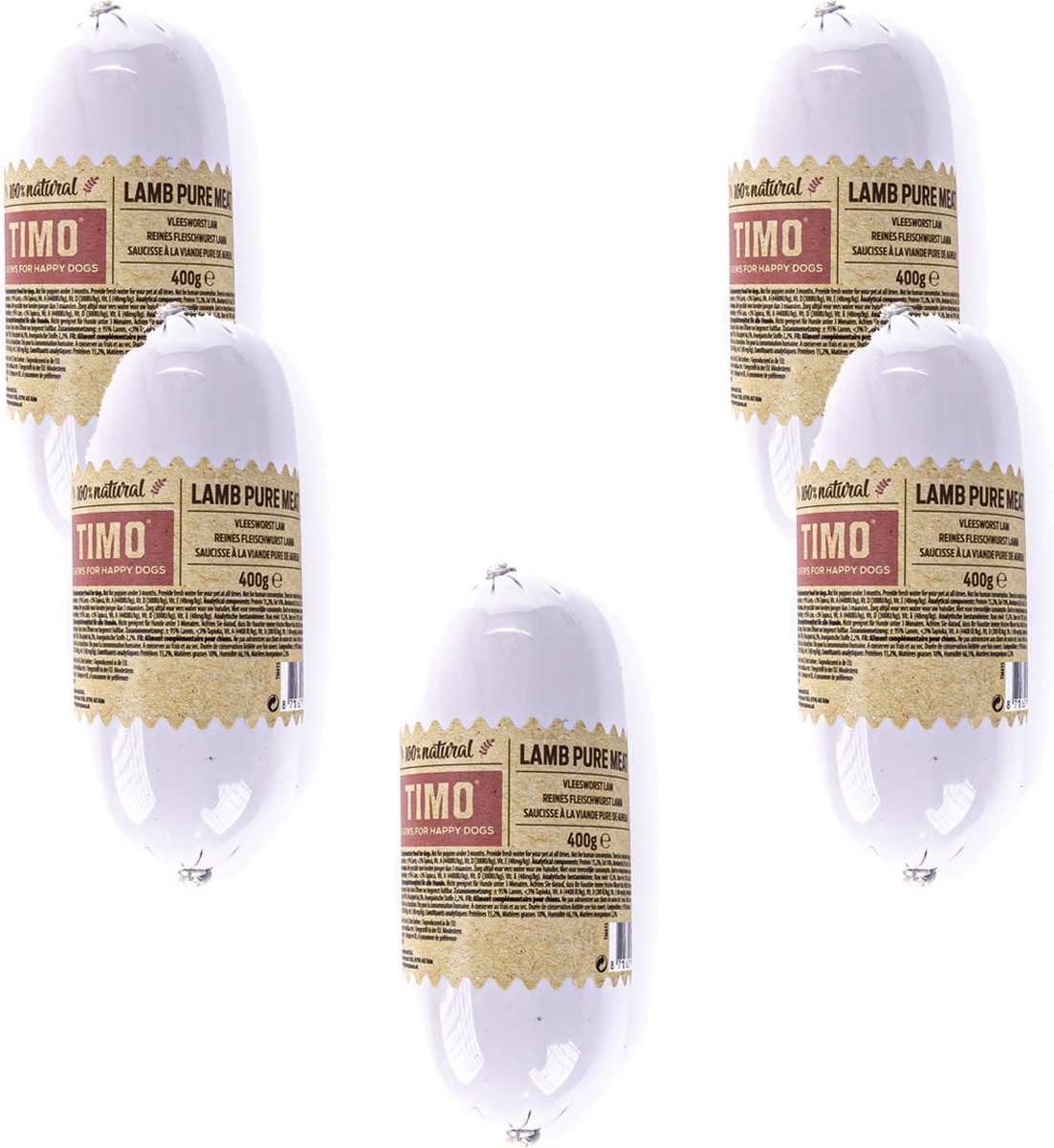 Timo Vleesworst Lam - Hondensnacks - 5 x 400 g