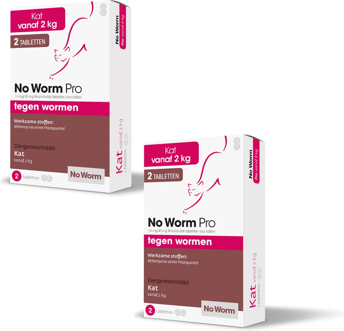 No Worm Pro Kat - Anti wormenmiddel - 2 x 2 tab Vanaf 2 Kg