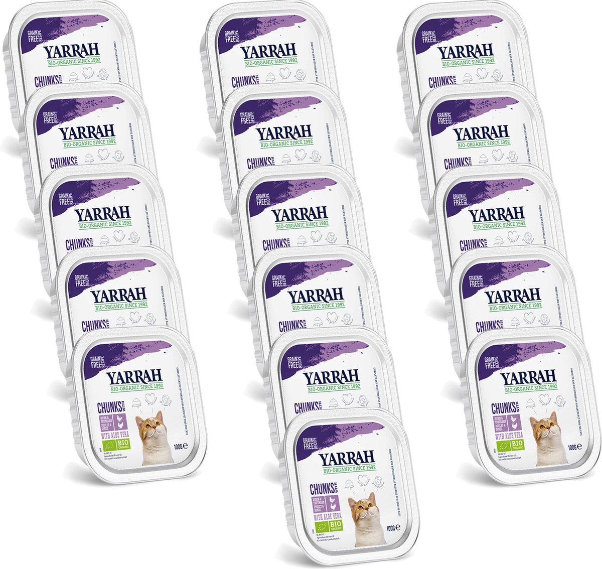 Yarrah Yarrah Bio Kat Alu Brokjes In Saus - Kip & Kalkoen - Kattenvoer - 16 x NL-BIO-01