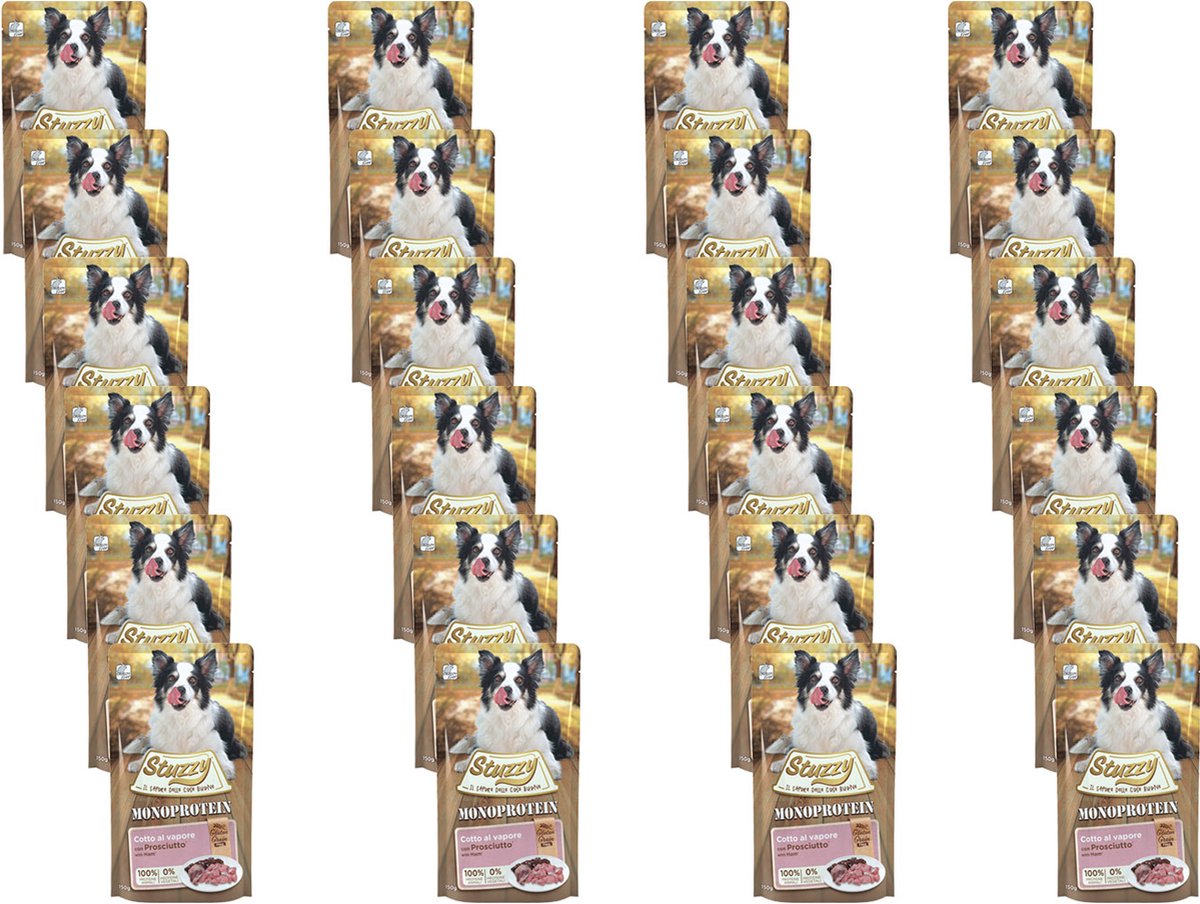 Stuzzy Stuzzy Dog Grain Free Monoprotein Pouch 150 g - Hondenvoer - 24 x Ham