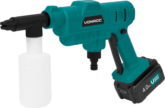 VONROC Accu drukreiniger 20V - 24bar - 198 l/h - Incl. 5m aanzuigslang, reinigingsmiddelenfles en regelbare spuitmond - Incl. 4.0Ah Accu en Snellader van VONROC — afbeelding 4