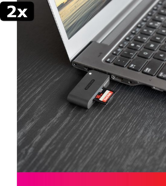 2x MD063 Compacte USB 3.0 Superspeed 5Gbps kaartlezer voor