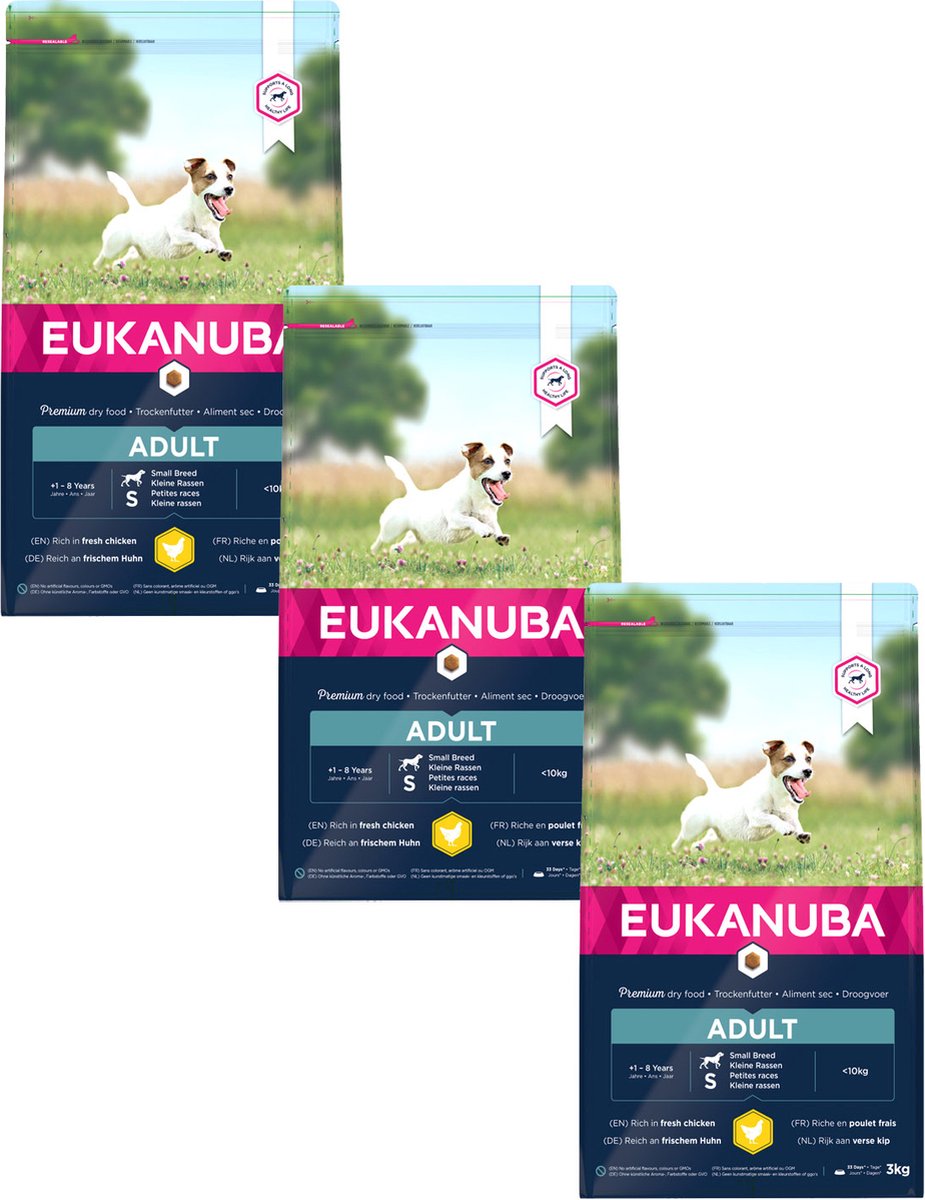 Eukanuba Active Adult Small Breed Kip - Hondenvoer - 3 x 3 kg
