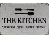 Wandbord – The Kitchen - Keuken - Koken - Retro - Wanddecoratie – Reclame bord – Restaurant – Kroeg - Bar – Cafe - Horeca – Metal Sign – 20x30cm