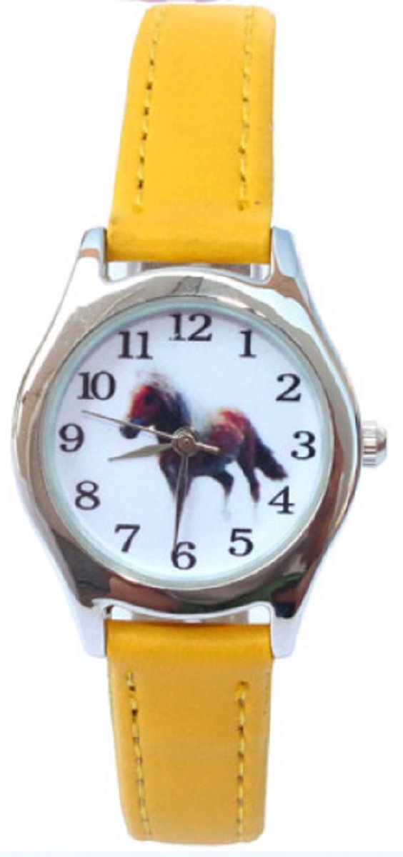 Pony - paarden horloge - geel - 20 mm - I-deLuxe verpakking
