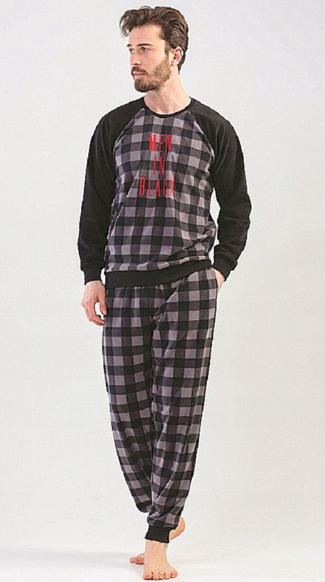 Haan winkel Afdaling Warme fleece geruite pyjama voor heren- grijs XXL | bol.com
