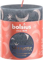 Bolsius - Rustiek stompkaars silhouette 80 x 68 mm Slate blue print...